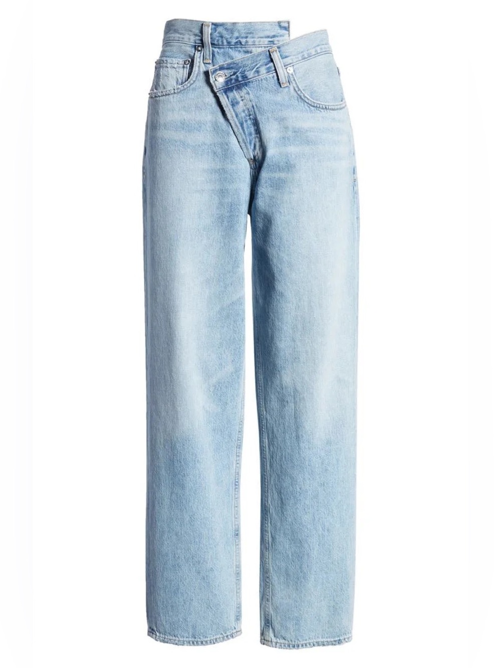 AGOLDE Asymmetrical Baggy Light Wash Jeans